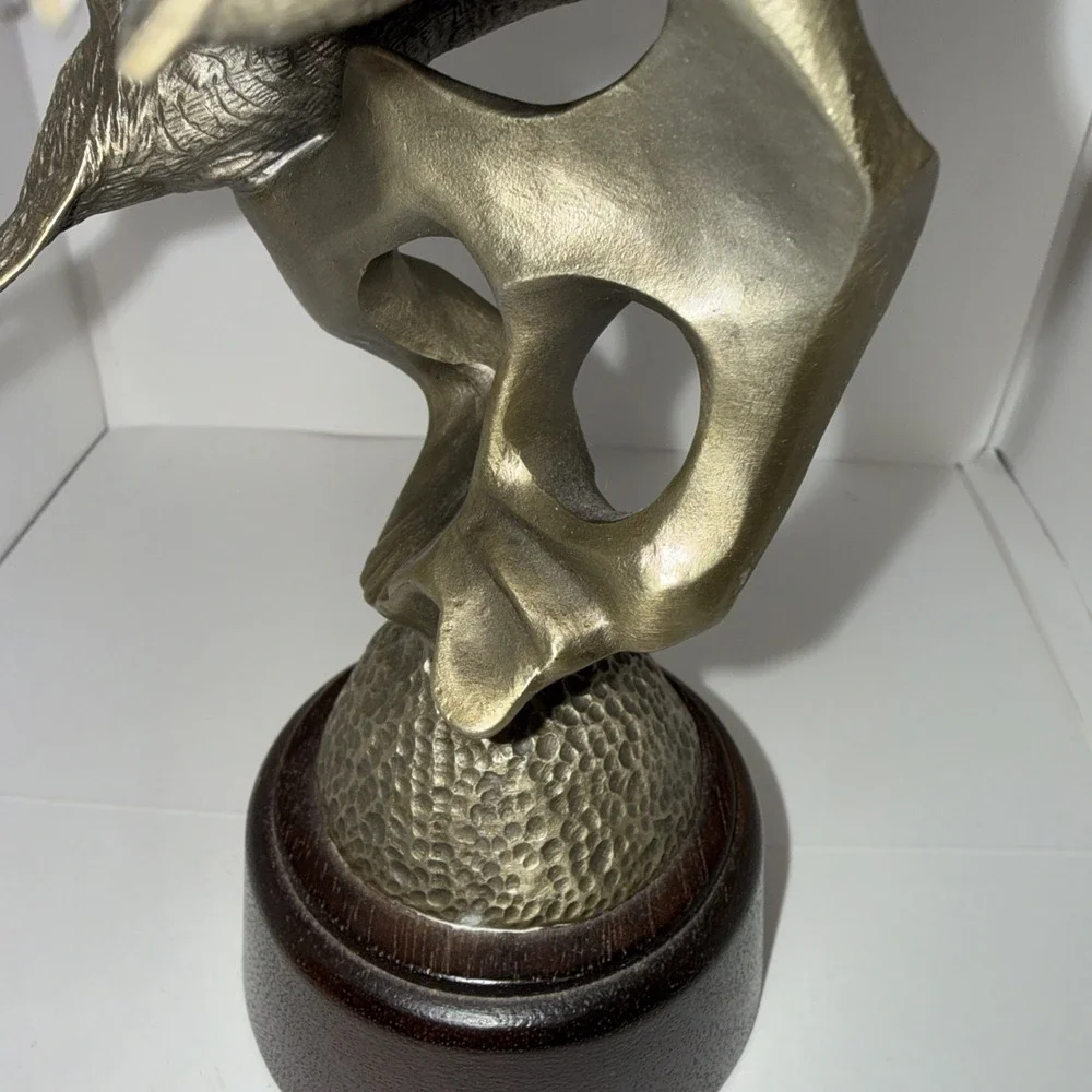 1976 Barn Swallows Irving Burgues Birds‎ Pewter Sculpture Signed Wood Base #1616